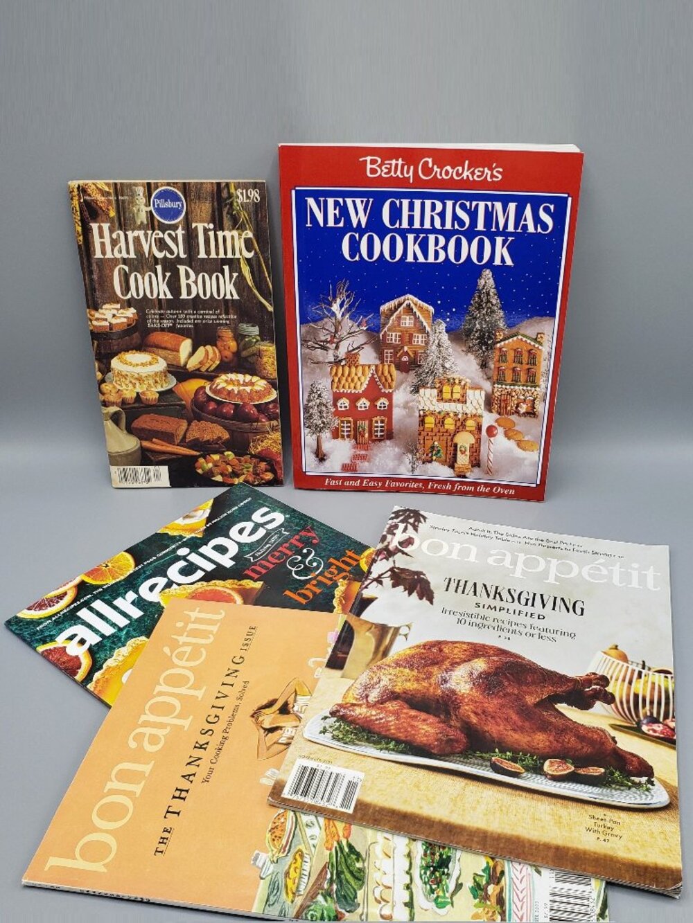 Lot of 5 Holiday Recipe Cookbooks and Magazines Bundle bon appetit Becky Crocker